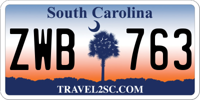 SC license plate ZWB763