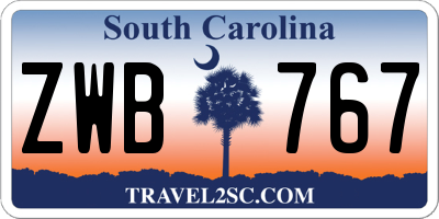 SC license plate ZWB767