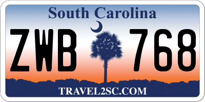 SC license plate ZWB768