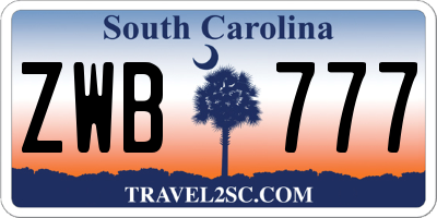 SC license plate ZWB777