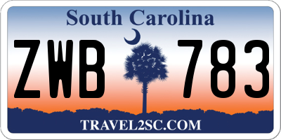 SC license plate ZWB783