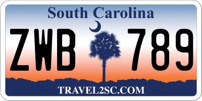 SC license plate ZWB789