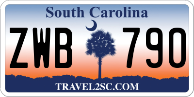 SC license plate ZWB790