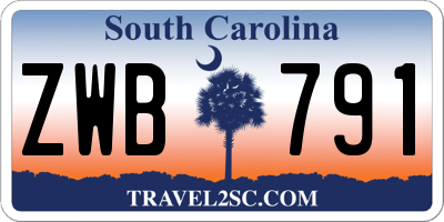 SC license plate ZWB791