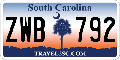 SC license plate ZWB792