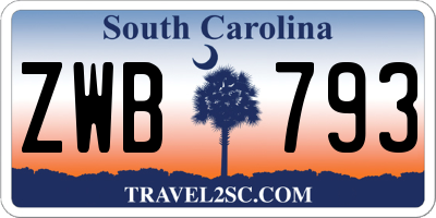 SC license plate ZWB793