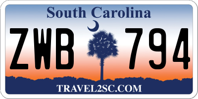 SC license plate ZWB794