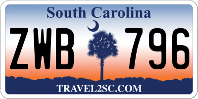 SC license plate ZWB796