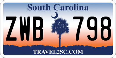 SC license plate ZWB798