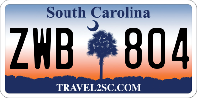 SC license plate ZWB804