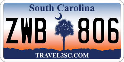 SC license plate ZWB806