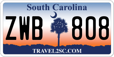 SC license plate ZWB808