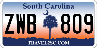 SC license plate ZWB809