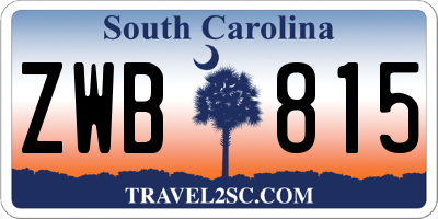 SC license plate ZWB815