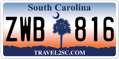 SC license plate ZWB816