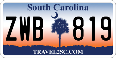 SC license plate ZWB819