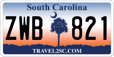 SC license plate ZWB821