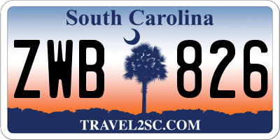 SC license plate ZWB826