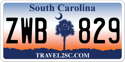 SC license plate ZWB829