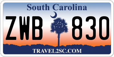 SC license plate ZWB830