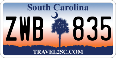 SC license plate ZWB835