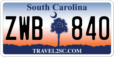 SC license plate ZWB840