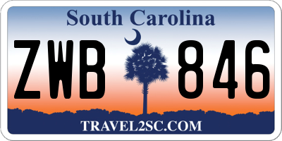 SC license plate ZWB846