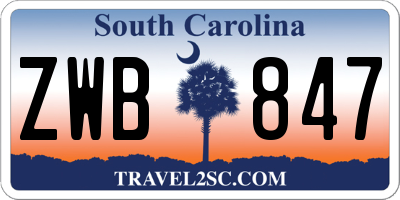 SC license plate ZWB847