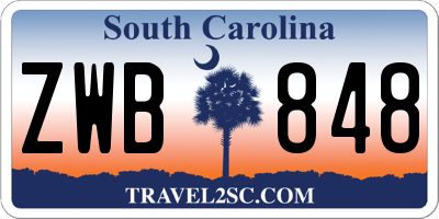 SC license plate ZWB848