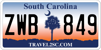 SC license plate ZWB849