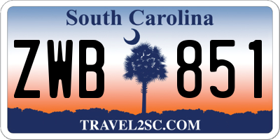SC license plate ZWB851