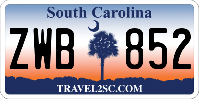 SC license plate ZWB852