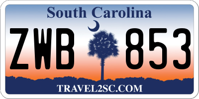 SC license plate ZWB853
