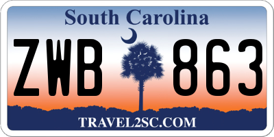 SC license plate ZWB863