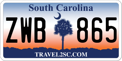 SC license plate ZWB865