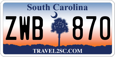 SC license plate ZWB870