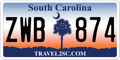 SC license plate ZWB874