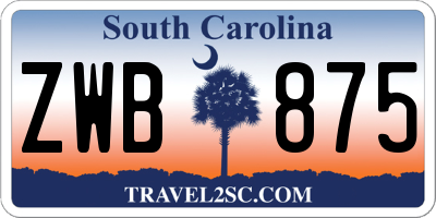 SC license plate ZWB875