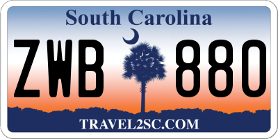 SC license plate ZWB880