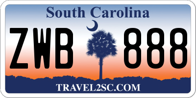 SC license plate ZWB888