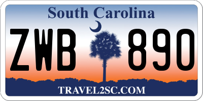 SC license plate ZWB890