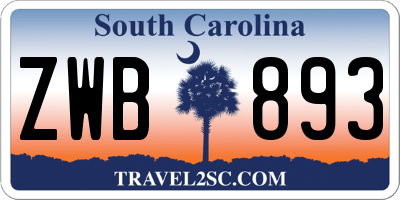 SC license plate ZWB893