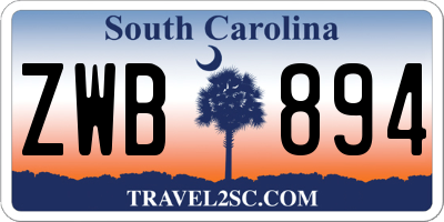 SC license plate ZWB894