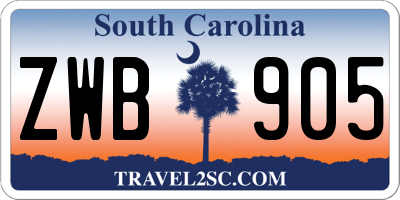 SC license plate ZWB905