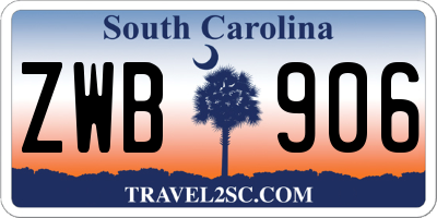 SC license plate ZWB906