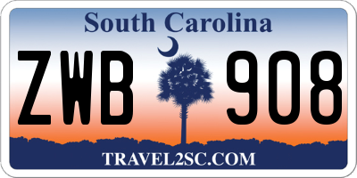 SC license plate ZWB908
