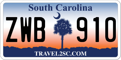 SC license plate ZWB910