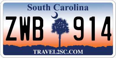SC license plate ZWB914