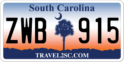 SC license plate ZWB915