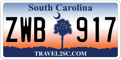 SC license plate ZWB917